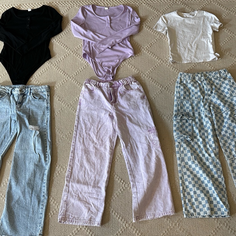 Girls shein + target bundle: jeans, tops, bodysuit, skirt, dress